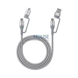 CABLE USB 4 EN 1 1M MANHATTAN 390606 USB-A/USB-C/MIC-USB GRIS