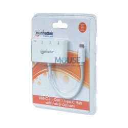 HUB USB 3.1 MANHATTAN 163552 3 PUERTOS/5 GBPS/BLANCO BLISTER