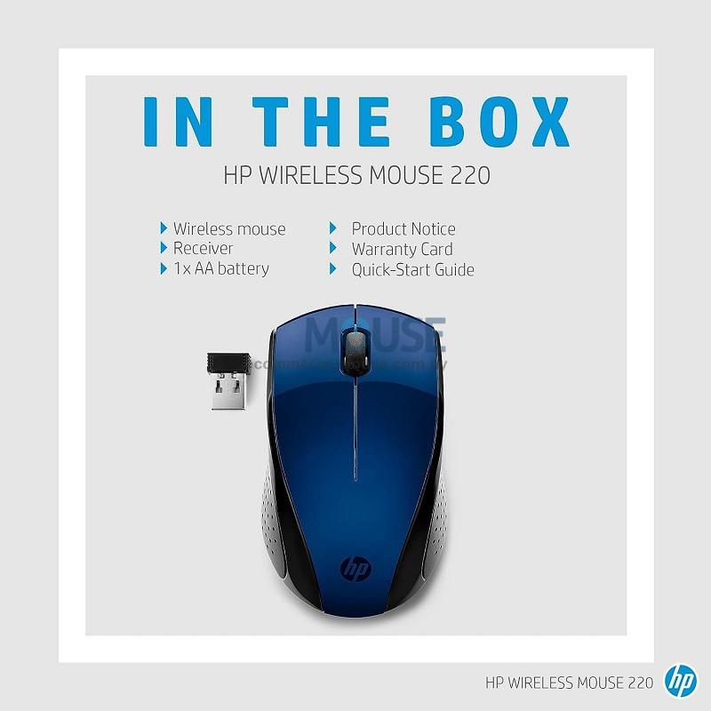 MOUSE HP 220 6JA62AA ABM NEGRO/AZUL WIR MOUSE HP 220 6JA62AA ABM NEGRO/AZUL WIR