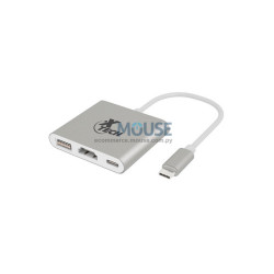 ADAPTADOR XTECH 3 EN 1 USB C/HDMI/USB A- USB C XTC-565 5GBPS 4K PLATA