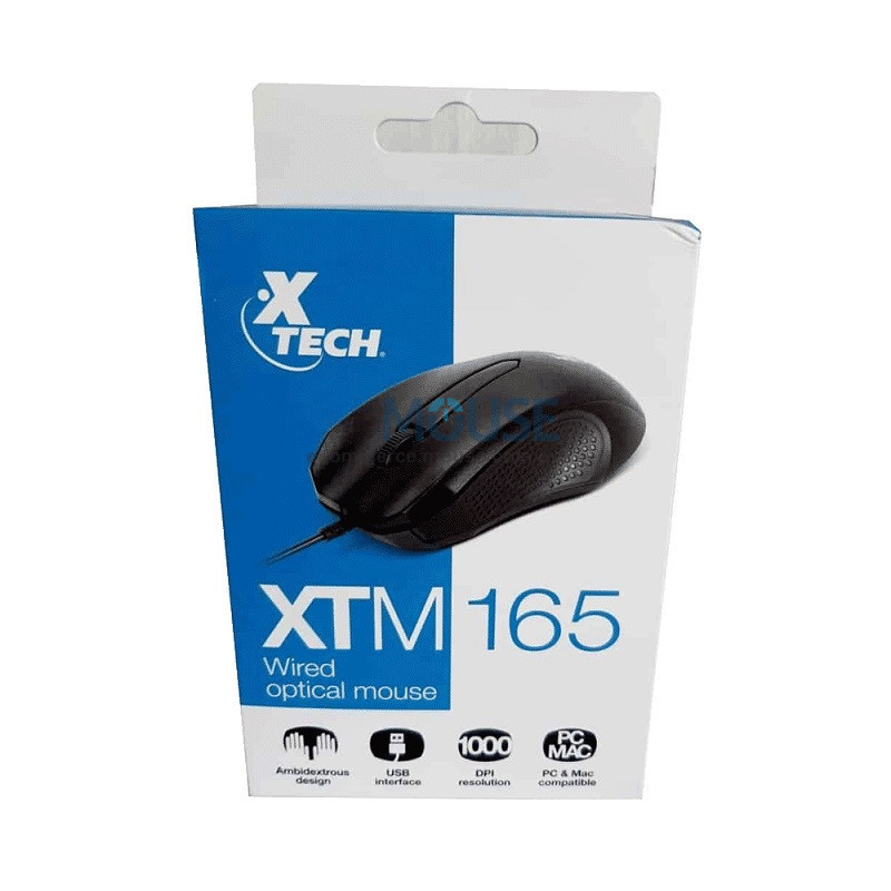 MOUSE XTECH USB XTM-165 1000DPI/3D/3 BOT/NEGRO MOUSE XTECH USB XTM-165 1000DPI/3D/3 BOT/NEGRO