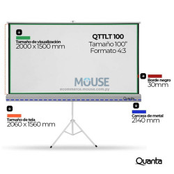 PANTALLA PARA PROYECTOR QUANTA QTTLT100 TRIPODE WHITE